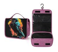 Beauty case da viaggio da donna, con corvo nero, organizer da appendere con gancio per shampoo