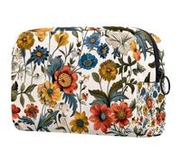 Beauty case da viaggio da donna con disegno di scarabocchio, senza cuciture, portatile, astuccio per matite e articoli da toeletta per ragazze adolescenti, Multicolore 08, 18.5x7.5x13cm/7.3x3x5.1in