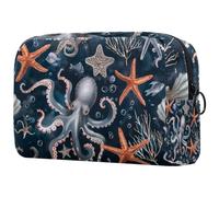 Beauty case da viaggio da donna con disegno di scarabocchio, senza cuciture, portatile, astuccio per matite e articoli da toeletta per ragazze adolescenti, Multicolore 02, 18.5x7.5x13cm/7.3x3x5.1in