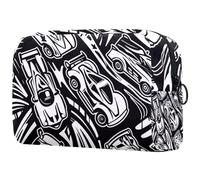 Beauty case da viaggio da donna con disegno di scarabocchio, senza cuciture, portatile, astuccio per matite e articoli da toeletta per ragazze adolescenti, Multicolore 01, 18.5x7.5x13cm/7.3x3x5.1in