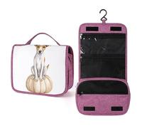 Beauty case da viaggio da donna, con fiore rosa su zucca grande, organizer da appendere con gancio per shampoo