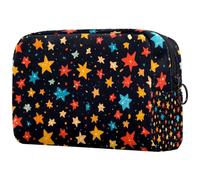 Beauty case da viaggio da donna, estetico, con galassia e stelle fortunate, portatile, astuccio per matite e articoli da toeletta per ragazze adolescenti, Multicolore 01, 18.5x7.5x13cm/7.3x3x5.1in