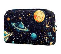 Beauty case da viaggio da donna, estetico, con galassia e stelle fortunate, portatile, astuccio per matite e articoli da toeletta per ragazze adolescenti, Multicolore 04, 18.5x7.5x13cm/7.3x3x5.1in