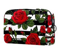 Beauty case da viaggio da donna, rosso, giapponese, fiore di prugna, motivo floreale, portatile, astuccio per matite e articoli da toeletta per ragazze adolescenti, Multicolore 03,
