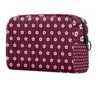 Beauty case da viaggio da donna, rosso, giapponese, fiore di prugna, motivo floreale, portatile, astuccio per matite e articoli da toeletta per ragazze adolescenti, Multicolore 01,