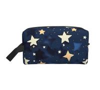Beauty case da viaggio da uomo, con stampa cielo e stelle, blu navy, capiente borsa cosmetica da donna, bianco, Taglia unica