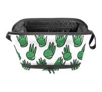 Beauty case da viaggio di grande capacità, con artigli di gatto verdi, grazioso, borsa per il trucco portatile da donna, borsa da toilette da viaggio impermeabile spaziosa borsa per cosmetici per