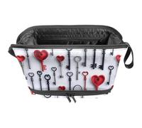 Beauty case da viaggio di grande capacità con motivo a chiave innamorata, borsa per il trucco portatile da donna, borsa da toilette da viaggio impermeabile spaziosa per donne e ragazze, Multi,