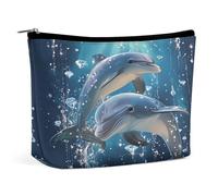 Beauty case da viaggio Dolphin Sparkle Ocean Magic, organizer per articoli da toilette, pochette cosmetica per donna, regalo di compleanno per mamma, ragazze, donne e sorelle
