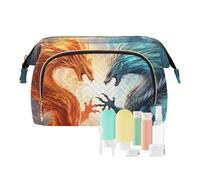 Beauty case da viaggio Due draghi che combattono nell'onda borse cosmetiche di grande capacità per le donne, Multicolore, Taglia unica, casual