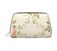 Beauty case da viaggio elegante con forme calde angolari, grazioso astuccio per cosmetici da donna per borsa e uso in movimento, Ghirlanda di fiori rosa, One Size, Classico