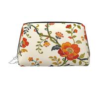 Beauty case da viaggio elegante con forme calde angolari, grazioso astuccio per cosmetici da donna per borsa e uso in movimento, Retro floreale., One Size, Classico
