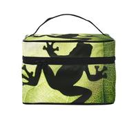 Beauty case da viaggio Frog Shadow On The Leaf - Organizer portatile per articoli da toeletta con scomparti con cerniera per spazzole, bottiglie e prodotti per la cura della pelle
