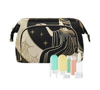 Beauty case da viaggio Girl on the Moon and Star grande capacità borse cosmetiche per le donne, Multicolore, Taglia unica, casual