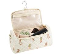 Beauty case da viaggio - Grande borsa per cosmetici, in cotone, grande capacità, contenitore per il trucco con scomparti per spazzole, raddrizzatore, bigodini, cosmetici, gioielli, bagno, WC, viaggi