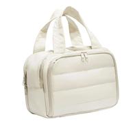 Beauty Case da Viaggio Grande, Borsa per Cosmetici Multiuso con Cerniera e Divisori, per Palestra, Shopping e Prodotti per la Cura della Pelle- Bianco Latte