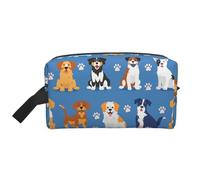Beauty case da viaggio grande borsa per il trucco carino cucciolo in stile cartone animato borsa per il trucco borsa per cosmetici organizer per trucchi borse da toilette per donne e uomini, bianco,