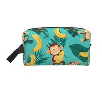 Beauty case da viaggio grande borsa per il trucco con scimmie foglie di banana borsa per il trucco borsa per cosmetici organizer per trucchi borse da toilette per donne e uomini, bianco, Taglia unica,