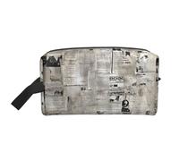 Beauty case da viaggio grande borsa per il trucco con vecchi giornali, borsa per il trucco, borsa per cosmetici, organizer per cosmetici, articoli da toeletta per donne e uomini, bianco, Taglia unica,