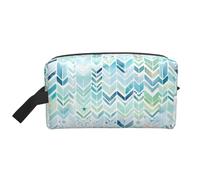Beauty case da viaggio grande borsa per il trucco verde acquerello freccia borsa per il trucco borsa per cosmetici organizer per trucchi borse da toilette per donne uomini, bianco, Taglia unica,