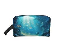 Beauty case da viaggio grande borsa per trucco sottomarino grotta pesce borsa per il trucco borsa per cosmetici organizer per trucchi borse da toilette per donne uomini, bianco, Taglia unica, Beauty