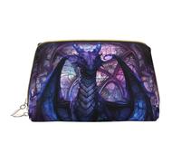 Beauty case da viaggio grande, in pelle PVC, con drago fantasy in cattedrale, portatile, per donne, con cerniera, per la cura della pelle, trousse per trucchi da donna