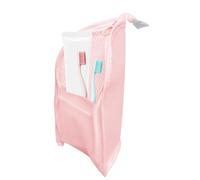 Beauty case da viaggio, grande organizer da appendere, di grande capacità, verticale per viaggio e trucco, per spazzola, dentifricio, sapone, detergente viso, lozione, hotel, viaggi d'affari, Rosa