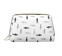 Beauty case da viaggio grande - Party Shark Cute No.1005 Borsa cosmetica in pelle PVC da donna con cerniera, borsa portatile per trucchi e articoli da toeletta da donna