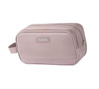 Beauty case da viaggio impermeabile con separazione a secco e bagnato, grande capacità, per cosmetici e trucchi, per donne, rosa, as described