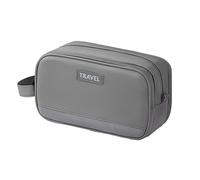 Beauty case da viaggio impermeabile con separazione a secco e bagnato, grande capacità, per cosmetici e trucchi, per donne, grigio, as described