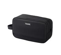 Beauty case da viaggio impermeabile con separazione a secco e bagnato, grande capacità, per cosmetici e trucchi, per donne, Nero , as described