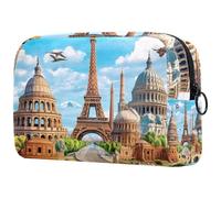 Beauty case da viaggio in Europa per donne, beauty case da viaggio grande, pratico astuccio organizer con cerniera, Multi, 18.5x7.5x13cm/7.3x3x5.1in, Beauty case