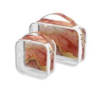 Beauty case da viaggio in marmo e terracotta, confezione da 2, trasparente, approvato dalla TSA, multifunzionale, da viaggio, conforme alle compagnie aeroportuali