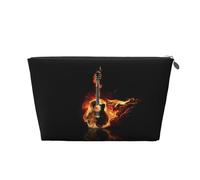 Beauty case da viaggio in pelle color oro, grande, riutilizzabile con chitarra antincendio (1) borsa organizer portatile per cosmetici con cerniera, Argento, taglia unica