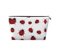 Beauty case da viaggio in pelle color oro, grande, riutilizzabile, con stampa di coccinelle a sette stelle, portatile, organizer per cosmetici con cerniera, Argento, taglia unica