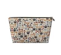 Beauty case da viaggio in pelle color oro, grande, riutilizzabile, con stampa di ossa e zampe, portatile, organizer per cosmetici con cerniera, Oro, taglia unica