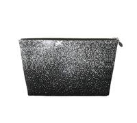 Beauty case da viaggio in pelle color oro, grande, riutilizzabile, con stampa glitter argento lucido, portatile, organizer per cosmetici con cerniera, Oro, taglia unica