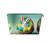 Beauty case da viaggio in pelle color oro, grande, riutilizzabile, con stampa pasquale gioia, portatile, organizer per cosmetici con cerniera, Oro, taglia unica