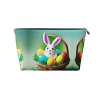 Beauty case da viaggio in pelle color oro, grande, riutilizzabile, con stampa pasquale gioia, portatile, organizer per cosmetici con cerniera, Argento, taglia unica