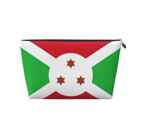Beauty case da viaggio in pelle con bandiera del Burundi, riutilizzabile, organizer per cosmetici e accessori per il trucco, custodia con cerniera per la conservazione quotidiana, oro, taglia unica