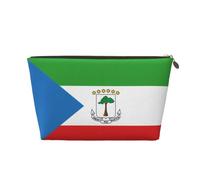 Beauty case da viaggio in pelle con bandiera della Guinea Equatoriale, organizer riutilizzabile per cosmetici e accessori per il trucco, custodia con cerniera per la conservazione quotidiana, oro