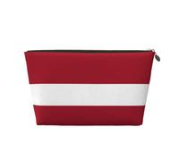 Beauty case da viaggio in pelle con bandiera della Lettonia, riutilizzabile, organizer per cosmetici e accessori per il trucco, con cerniera, per riporre tutti i giorni