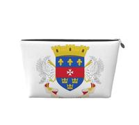 Beauty case da viaggio in pelle con bandiera di Saint Barthélemy, impermeabile