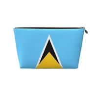 Beauty case da viaggio in pelle con bandiera di Santa Lucia, riutilizzabile, organizer per cosmetici e accessori per il trucco, custodia con cerniera per la conservazione quotidiana, oro, taglia unica