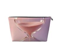 Beauty case da viaggio in pelle con clessidra a forma di cuore, borsa