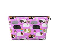 Beauty case da viaggio in pelle con stampa di porcellini d'India e Cupcakes per le donne Borsa da viaggio per articoli da toeletta borsa cosmetica borsa per trucchi, Argento, Taglia unica, Beauty case