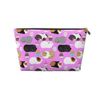 Beauty case da viaggio in pelle con stampa di porcellini d'India e Cupcakes per le donne Borsa da viaggio per articoli da toeletta borsa cosmetica borsa per trucchi, Oro, Taglia unica, Beauty case