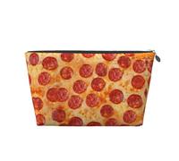 Beauty case da viaggio in pelle dorata, borsa riutilizzabile con stampa 3D pizza peperoni, kit da barba per uso quotidiano, vacanze, Argento, taglia unica