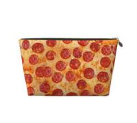 Beauty case da viaggio in pelle dorata, borsa riutilizzabile con stampa 3D pizza peperoni, kit da barba per uso quotidiano, vacanze, Oro, taglia unica