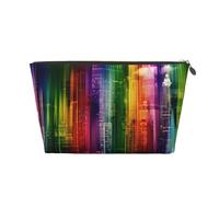 Beauty case da viaggio in pelle dorata, borsa riutilizzabile con stampa arcobaleno città, kit da barba per uso quotidiano, vacanze, Oro, taglia unica